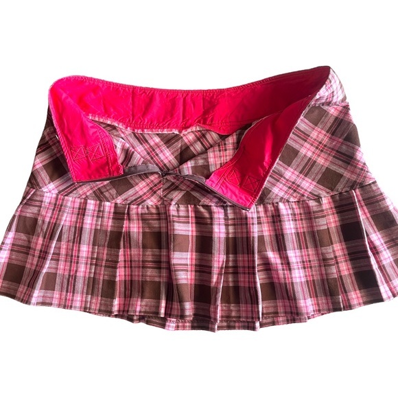 SOLD Tartan Plaid Pleated Pink Brown Buckle Circle Skirt - Picture 5 of 8